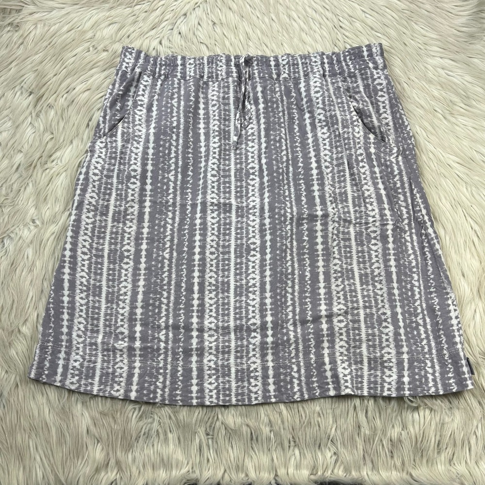 Eddie Bauer Women's S‎ Gray Ikat Stripe Pull On Skirt Pockets
